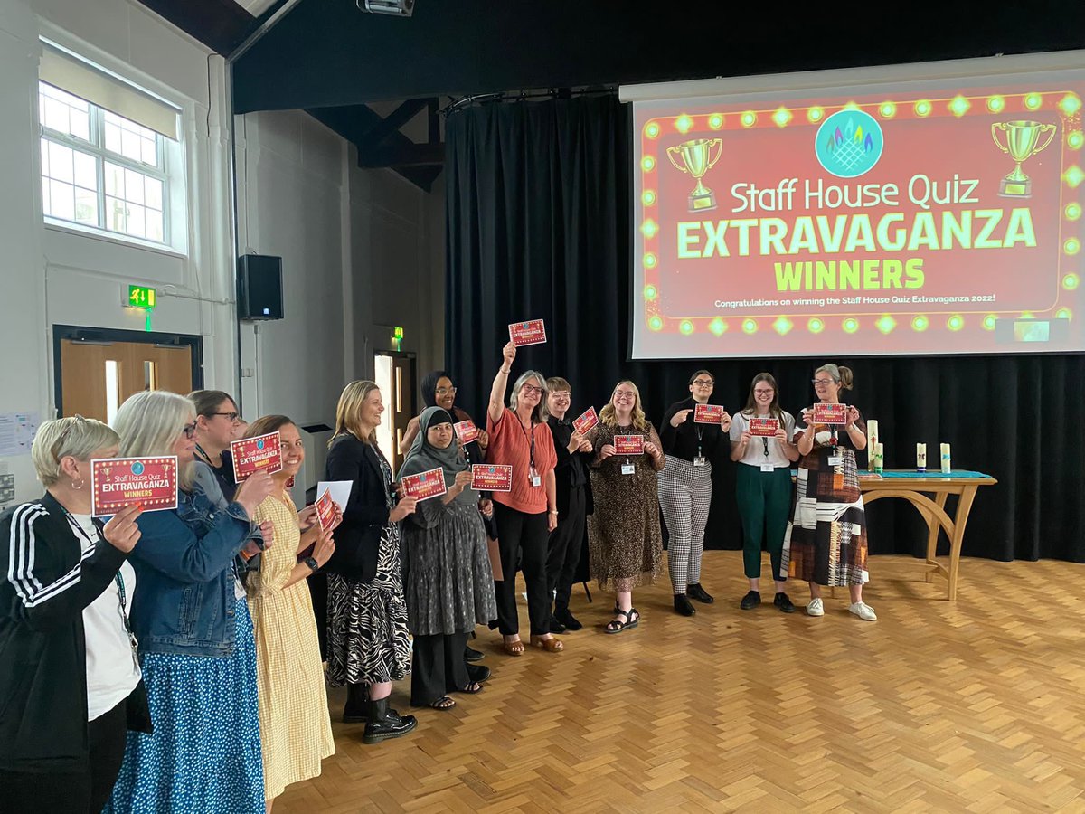 phillyneville's tweet photo. A “GREAT” way to finish half term. Whole staff house quiz extravaganza turned into an epic event. Fun, laughter, mass participation &amp; team work. A huge thanks to @RyanJOates for his creative 🧠 &amp; for leading his team to put this on. #wellness #wellbeing #edutwitter #mentalhealth https://t.co/XNt4UqBEW1