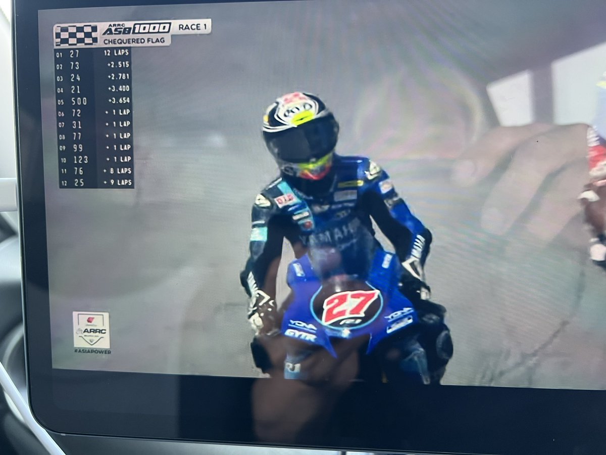 fxxkin_billy's tweet photo. カスマ勝った✌️
congratulations‼️

#arrc
#asb1000
#yamaha
#yamaharacingteamasean
#yzfr1
#kasma
#kasmadaniel https://t.co/HES5DY4pQg