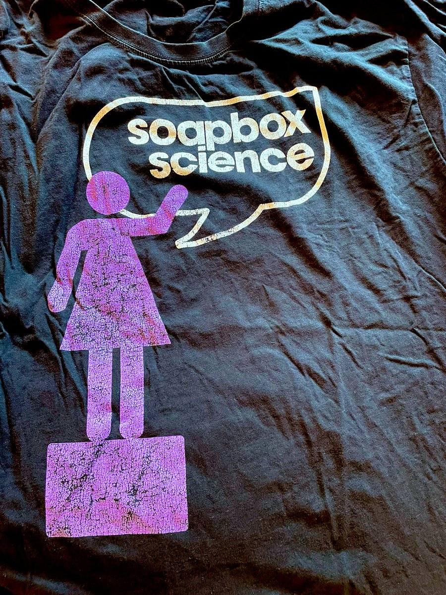 This T-shirt hasn’t seen much action since 2019 - but, today, it’s back on London’s streets. 12 speakers, 3h, <a href="/SoapboxScience/">Soapbox Science</a> will be on the South Bank this PM for its 12th edition - and it’s going to be sunny! If you are around, please pop in - it’s free, it’s fun, it’s for all