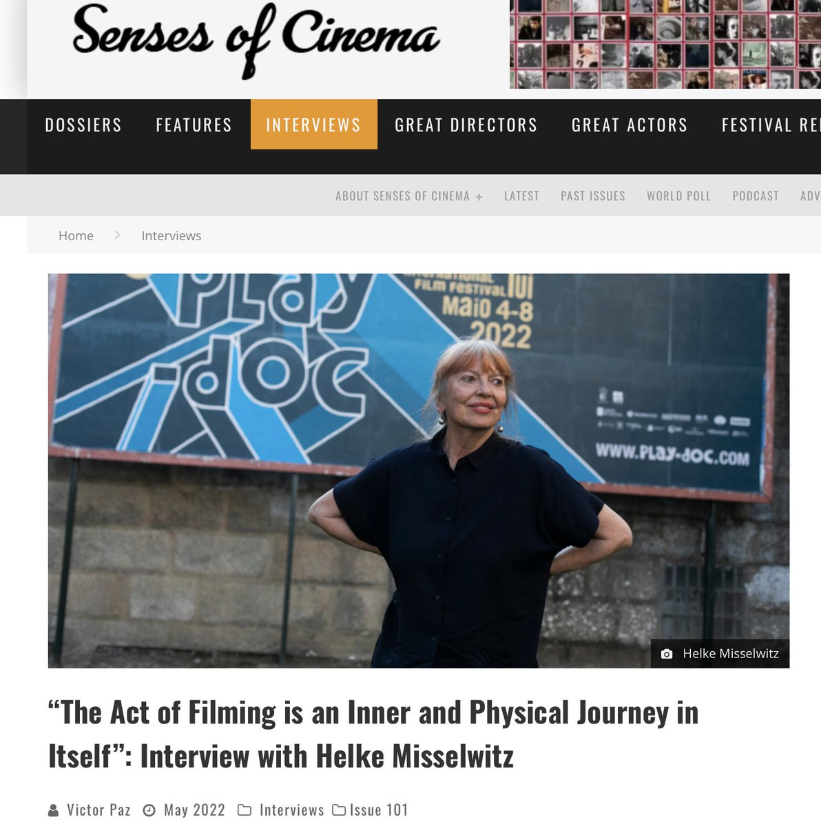 PlayDocFest's tweet photo. “The Act of Filming is an Inner and Physical Journey in Itself”: Interview with Helke Misselwitz for 
@SensesofCinema by Víctor Paz 

https://t.co/mwugQoMMMv

Maravilla 🤩

#HelkeMisselwitz #PlayDoc2022 #RDA #DEFA #Tui https://t.co/M63TFpUyxi