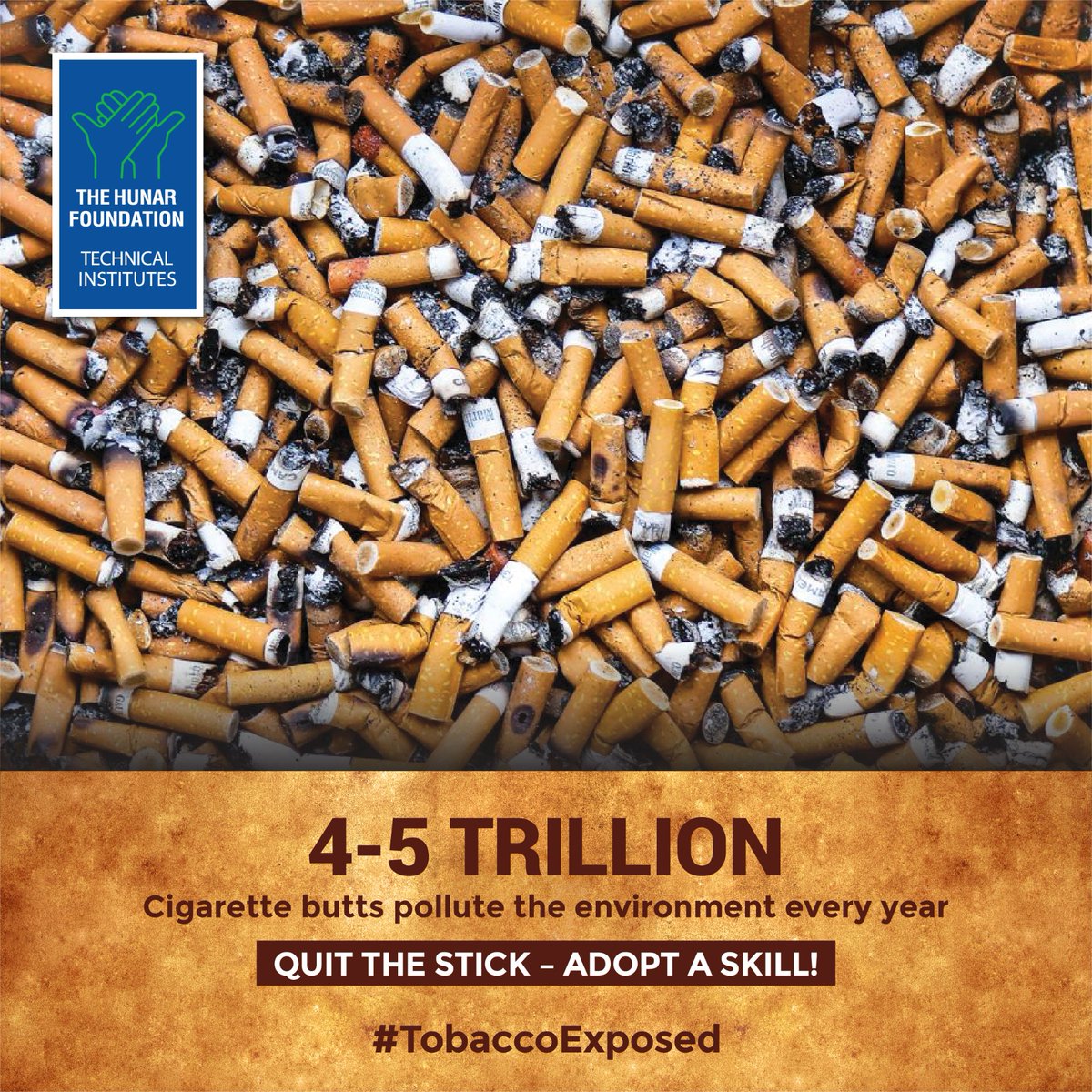 THFHunar's tweet photo. 𝗦𝗔𝗬 𝗡𝗢 𝗧𝗢 𝗧𝗢𝗕𝗔𝗖𝗖𝗢
4-5 Trillion cigarette butts pollute the environment every year (Source: World Health Organization (WHO))
#TobaccoExposed #WorldNoTobaccoDay2022 #adoptaskill #quitthestick #empoweringyouth #SocialAwarenes #SayNoToTobacco https://t.co/H4NGuDS4FX