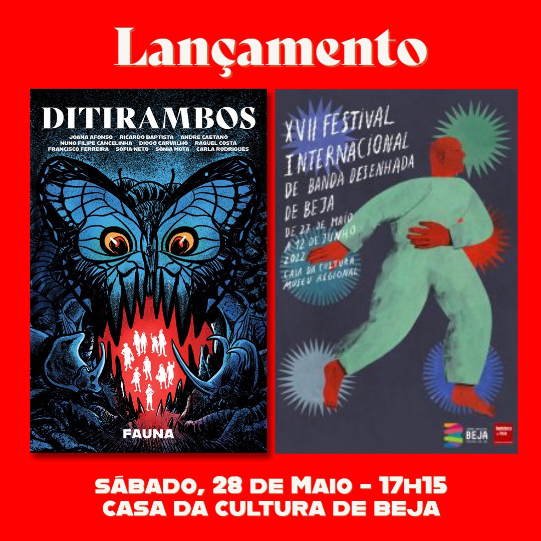 DitirambosBD's tweet photo. Hoje, no Festival Internacional de banda desenhada de Beja: Lançamento DITIRAMBOS VOL. 3 - FAUNA às 17h15 e sessão de autógrafos às 20h30. Até já!
#comics #fibdb #bandadesenhada #quadrinhos https://t.co/oZB2ZutKno