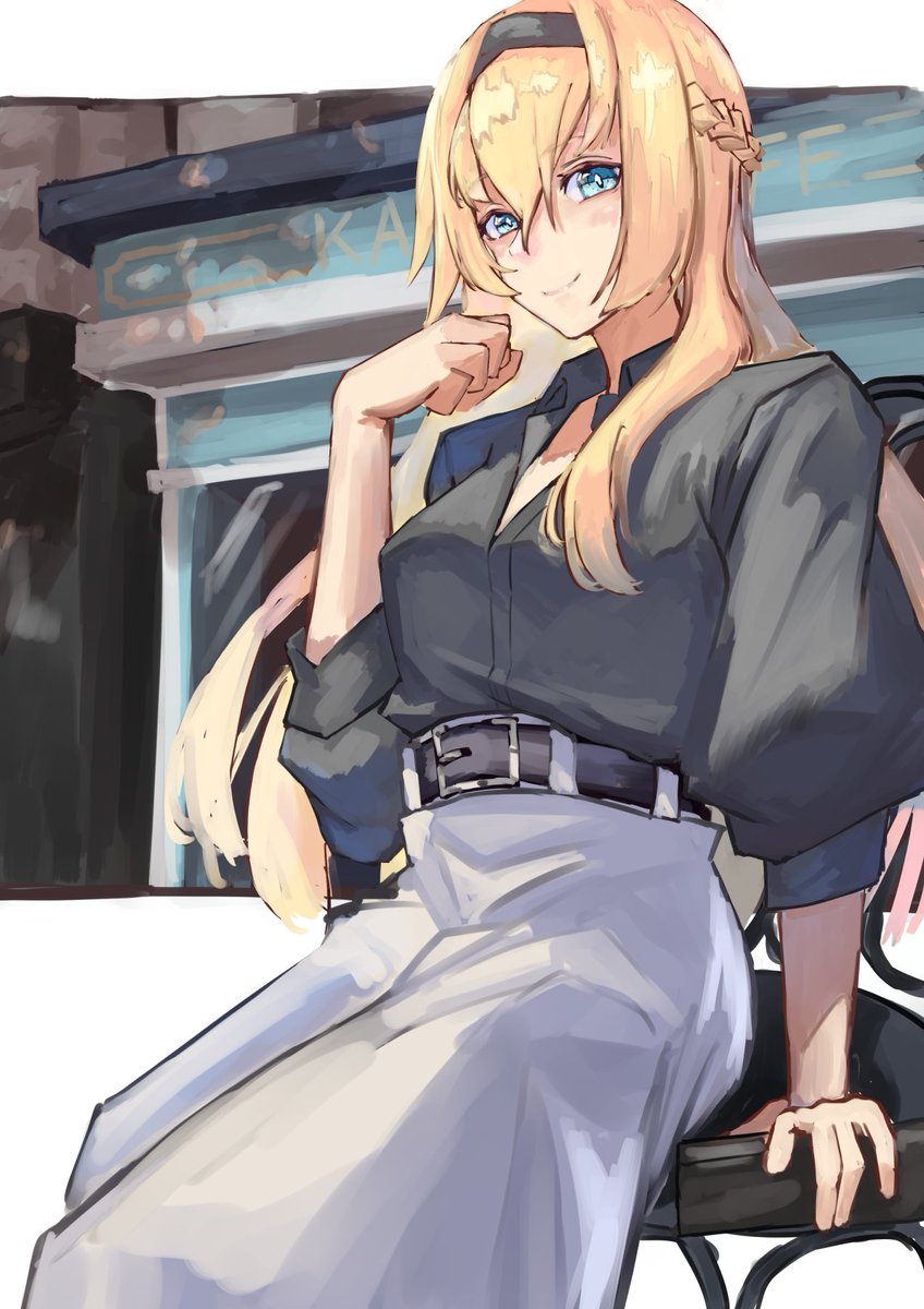 warspite (kancolle) 1girl long hair blonde hair solo skirt blue eyes shirt  illustration images