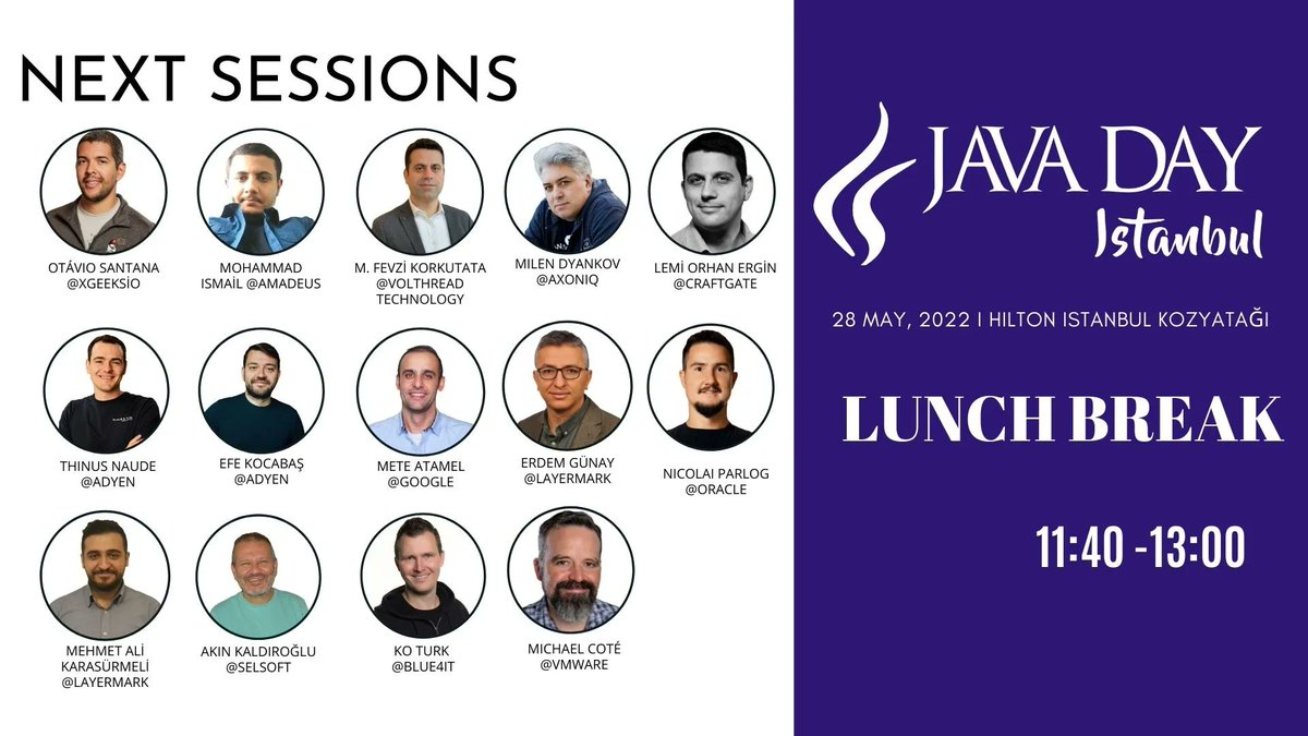 javadayistanbul's tweet photo. Time to taste the delicious #JDI2022 catering!
🚀But remember that the #JavaDayIstanbul talks are back at 13:00 GMT+3 https://t.co/WdclUvhVvX