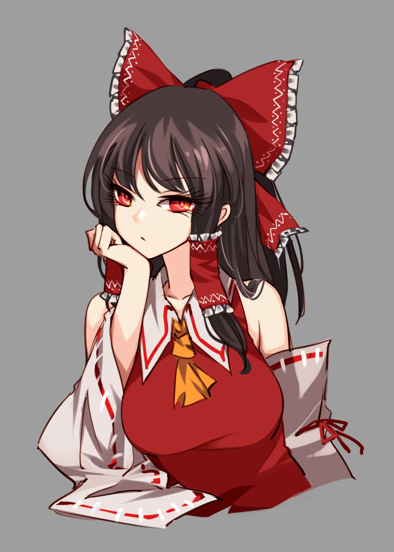 hakurei reimu 1girl solo bow detached sleeves red eyes red bow hair tubes  illustration images