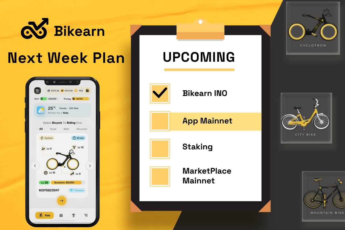 AFTER IDO, WHAT WILL WE DO NEXT?  🚴

Here is Bikearn To-do List for the following days. Let's see what we will do next! 😉

🚩 Don't forget to stay tuned to our official channel to keep updated with the latest news 💪