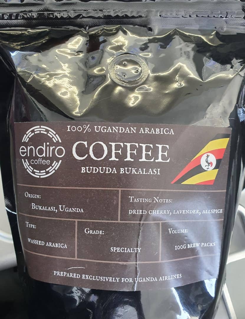 I enjoyed a cup of Uganda Arabica coffee of Bududa Bukalasi origin by <a href="/EndiroCoffee/">Endiro Coffee</a> on the <a href="/UG_Airlines/">Uganda Airlines</a> flight. The dried cherry, lavender &amp; allspice taste was so refreshing. Proudly promoting #UGCoffee, BUBU. <a href="/FrankTumwebazek/">Frank K Tumwebaze,MP: Isaiah 41: 11</a> <a href="/CoffeeUganda/">MAAIF_Coffee Production & Development Dept</a> <a href="/GovUganda/">Government of Uganda</a> <a href="/Parliament_Ug/">Parliament of Uganda</a> <a href="/MAAIF_Uganda/">MAAIF 🇺🇬</a>