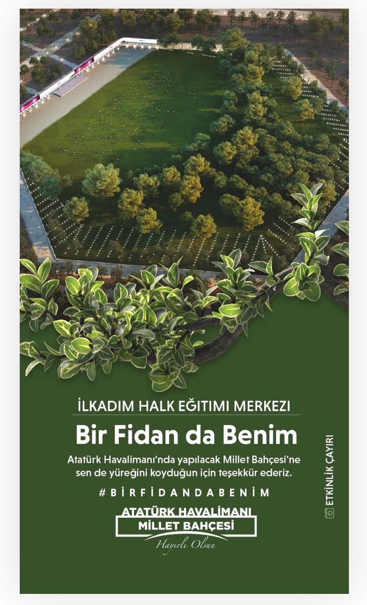 Atatürk Havalimanı Millet Bahçesi'ne dikilen fidanlar, geleceğe kök salıyor 

Bu coşkuya ortak oluyor ve geleceğe kök salmak için, 
#BirFidandaBenim diyor ve biz de destek oluyoruz 

<a href="/sdulger43/">Sabahattin DÜLGER</a> <a href="/zulkifdagli/">Doç. Dr. Zülkif Dağlı</a> @gnkeklik <a href="/zerersoy1/">özer ersoy</a> <a href="/gokhanmurat1/">Murat YİĞİT</a> 
🌱 birfidandabenim.com