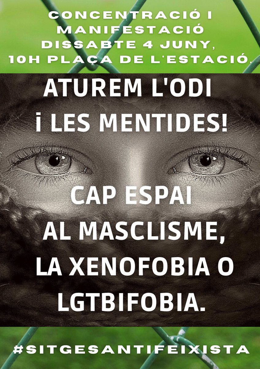 En quin moment hem normalitzat que un partit obertament masclista, xenòfob i lgtbifòbic pot tenir espai dins d’una democràcia?

El 04/06 ens trobem a la pl. de l’Estació de #Sitges per fer el mínim que es pot fer contra vox: cridar que tornin a la cova d’on han sortit.