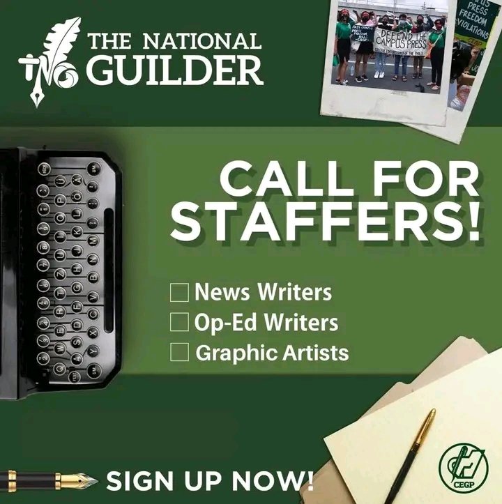 CEGP_TNG's tweet photo. CALL FOR STAFFERS!

In a time when disinformation and historical distortion augmented the press freedom attacks spearheaded by the Marcos-Duterte regime, the country needs more bastions of truth and militant vanguards of press freedom. https://t.co/pYAmUr6N5i