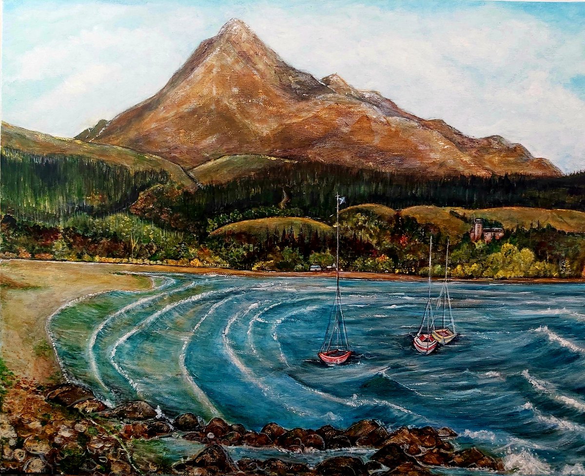 Art by Michelle Harrison.  Of Brodic bay in Arran Scotland.