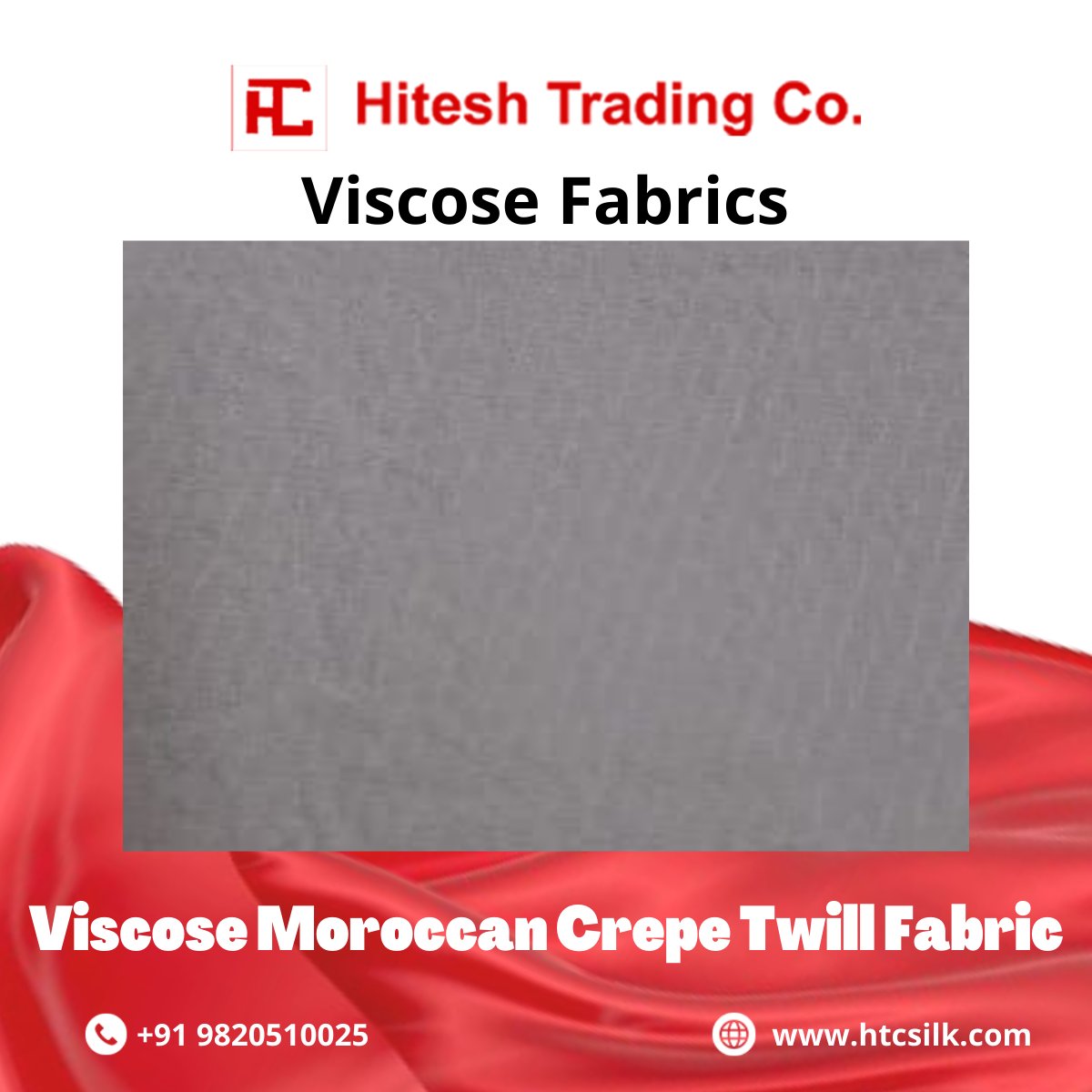 HiteshTrading's tweet photo. Find the best quality, 100% pure Viscose Moroccan Crepe Twill Fabric nowhere but at HTC Silk. We bring you the most exceptional silk fabrics that can ever be found.

#HiteshTradingCompany #ViscoseMoroccanCrepeTwillFabric
#FabricSilk https://t.co/INIlYQoGq8
