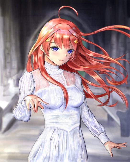仙人掌さんがTwitterに投稿した中野五月(五等分の花嫁)のイラスト。