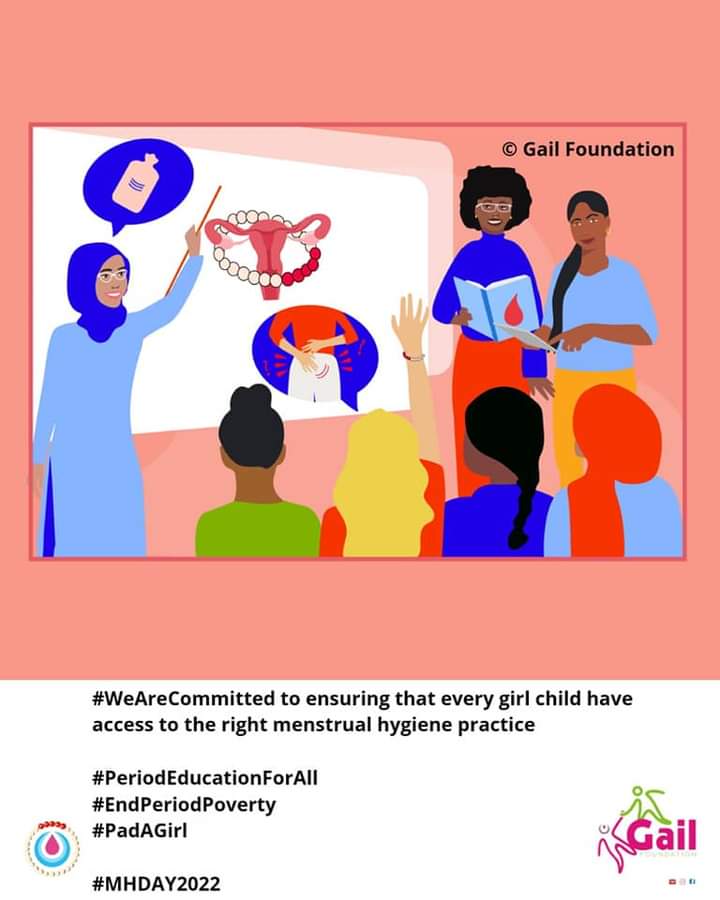 Gail_Foundation's tweet photo. Period stigma,poverty&amp;limited access to periodf-friendly toilets and sanitary products lead to unhealthy menstrual hygiene practices.#WeAreCommitted to help all menstruating persons manage their cycles in a dignified manner,
#MHDay2022
#EndPeriodPoverty
#EndPeriodStigma
#PadAGirl https://t.co/r4udDZCH6T