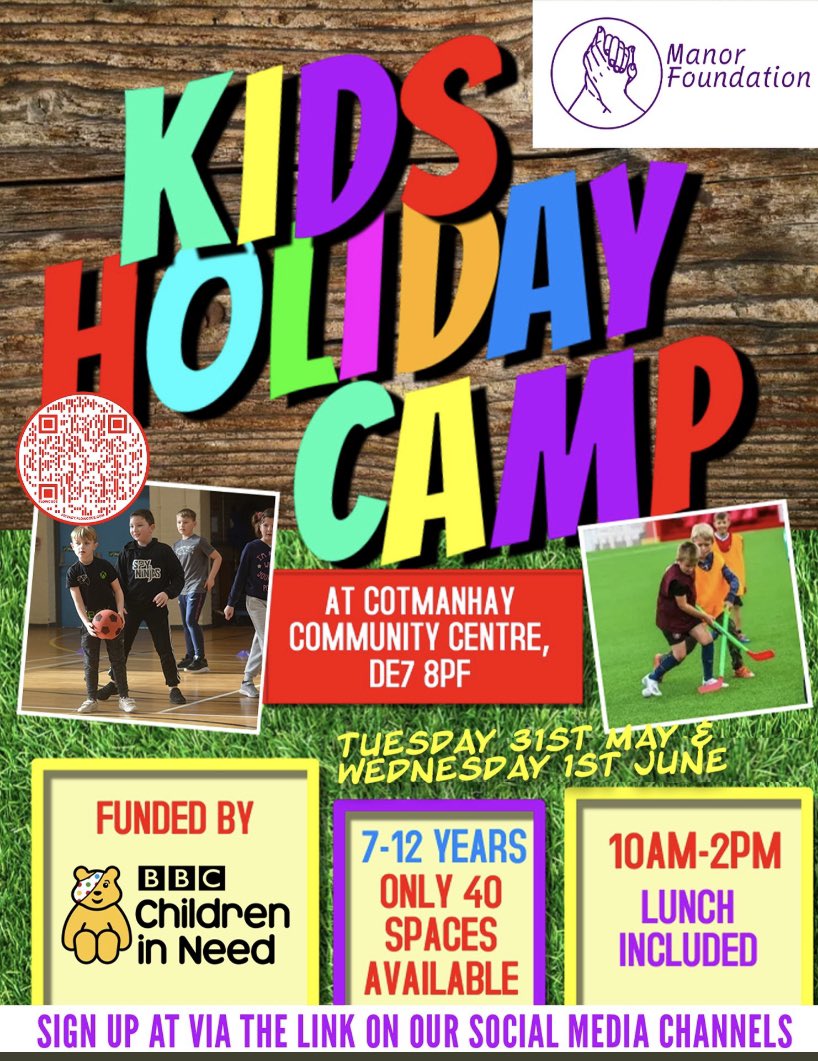 ManorFoundation's tweet photo. 🏀 FREE HOLIDAY CAMP 🏀⚽With the May half-term coming up, we are delighted to announce that we will be hosting a FREE holiday camp once again on Tuesday 31st May &amp; Wednesday 1st June.

Sign up - https://t.co/u22tpBKypa… https://t.co/2KcYq7fG6L