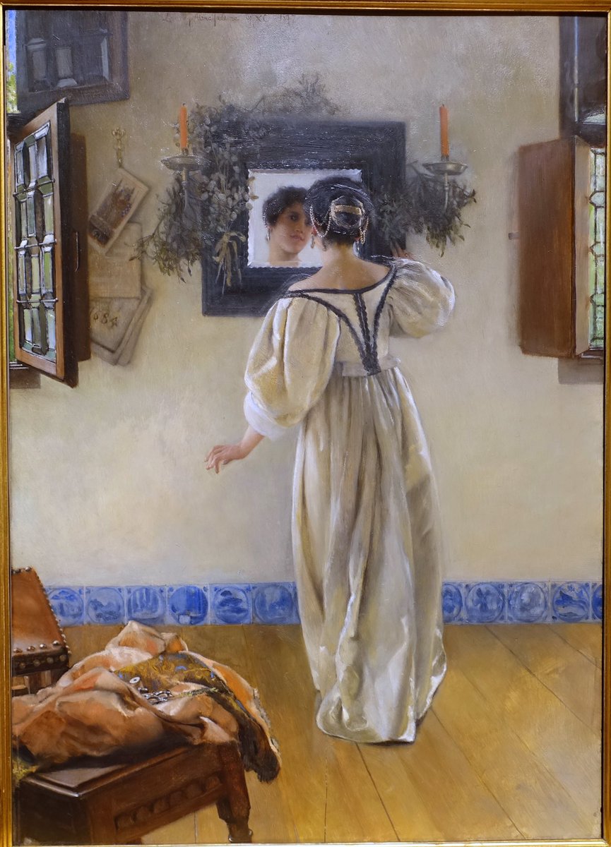 historiayarte_'s tweet photo. “Una llamada a la puerta” es una obra de la artista británica Laura Theresa Alma-Tadema creada en 1897. https://t.co/Cm0aKdm0MF