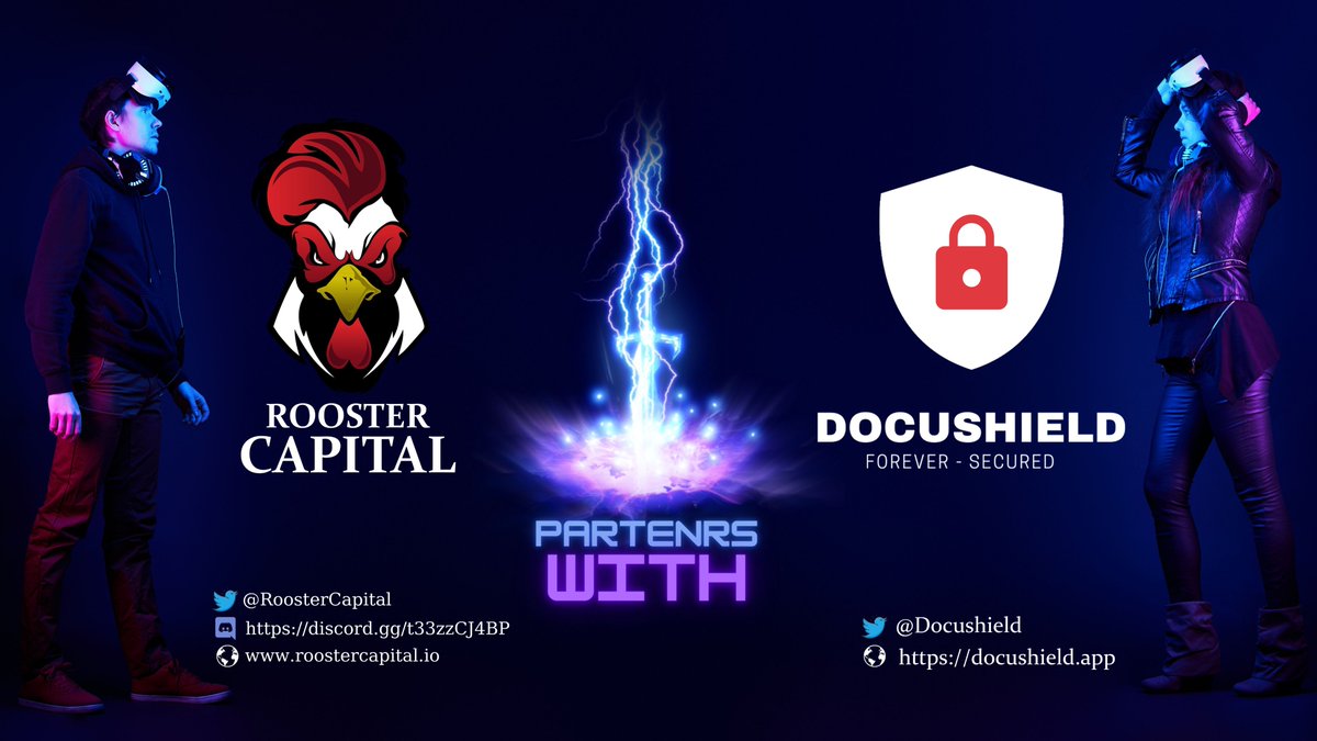 RoostersCapital's tweet photo. We are thrilled to announce our partnership with 
@Docushield 💫🐓
Docushield vision is to create a mobile first browser supported android/ios/web application that utilizes a dockerized mobile app, hosted on flux 🔥
Roosters Fam, let’s give them an warm welcome and show some ❤️ https://t.co/V2Jxu0YsH6