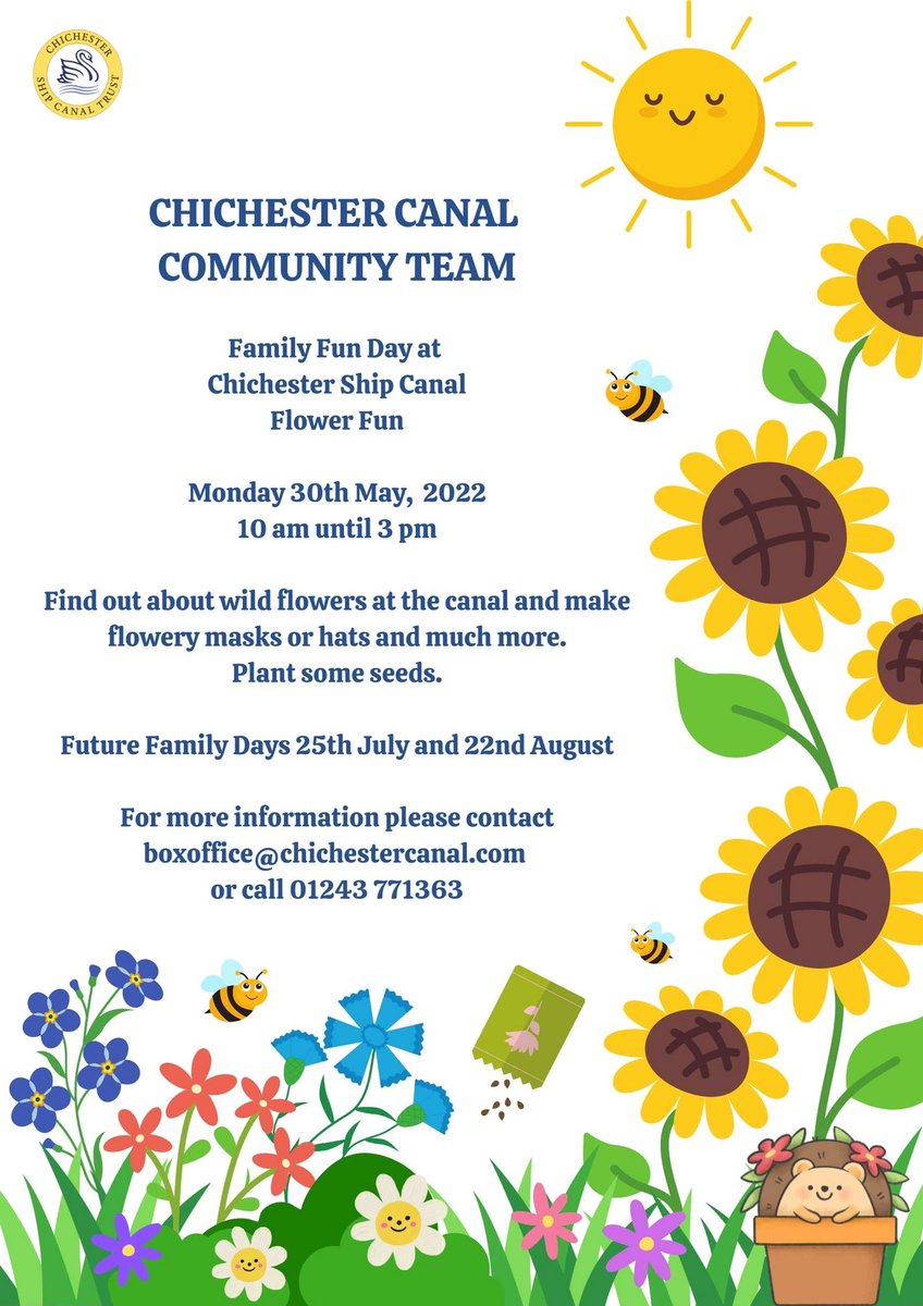 Chichester Canal (@chichestercanal) on Twitter photo Join us on 30th May, 10-3 for a family activity day, learning about wild flowers, making flowery masks, decorating pebbles etc. No charge but donations to the Trust welcomed. Refreshments available to buy in the cafe <a href="/greatsussexway/">The Great Sussex Way</a> Join us on 30th May, 10-3 for a family activity day, learning about wild flowers, making flowery masks, decorating pebbles etc. No charge but donations to the Trust welcomed. Refreshments available to buy in the cafe <a href="/greatsussexway/">The Great Sussex Way</a>