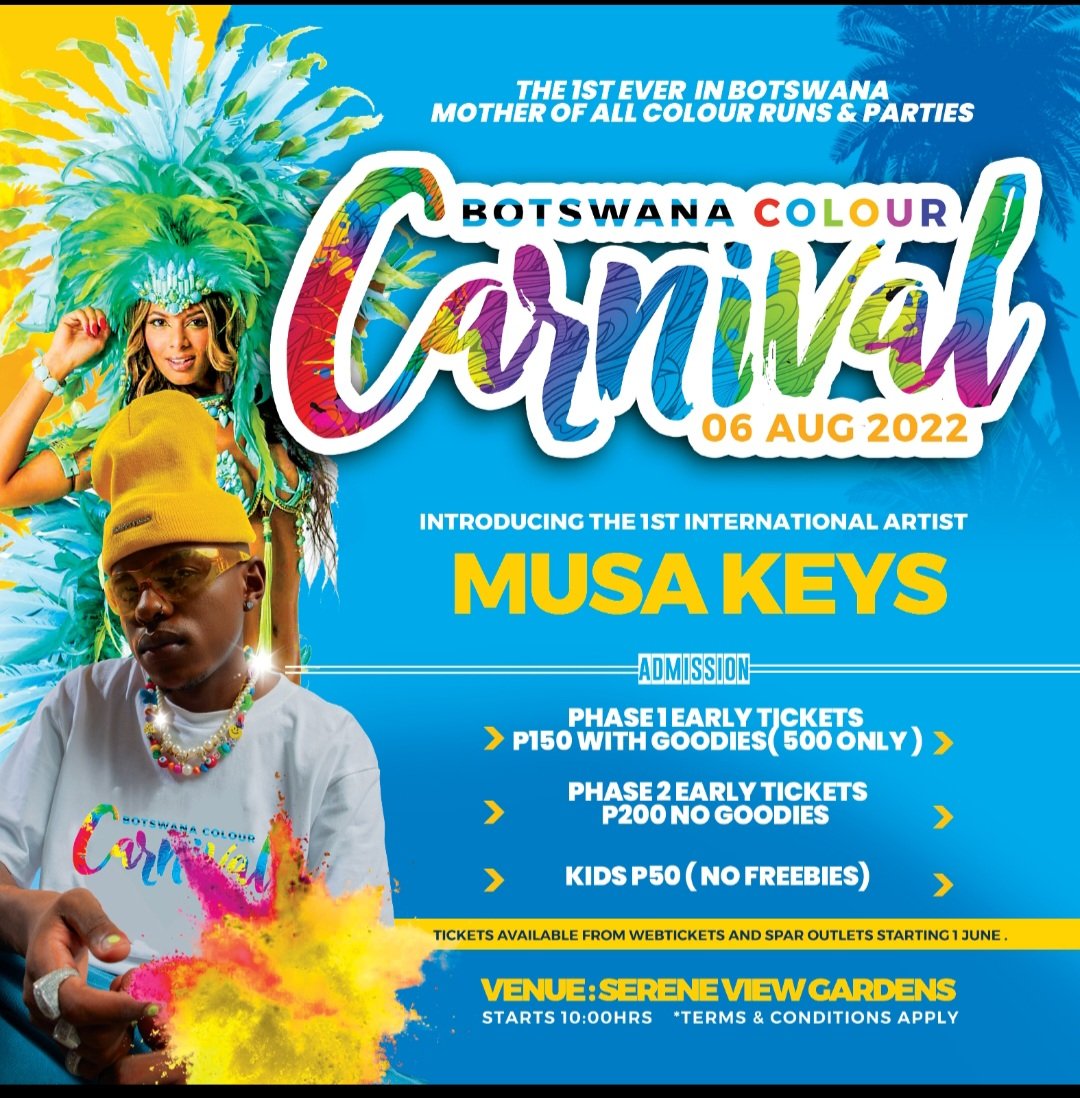 RT and Stand a chance to win VIP TICKETS.  
#ColourCarnival #visitbotswana