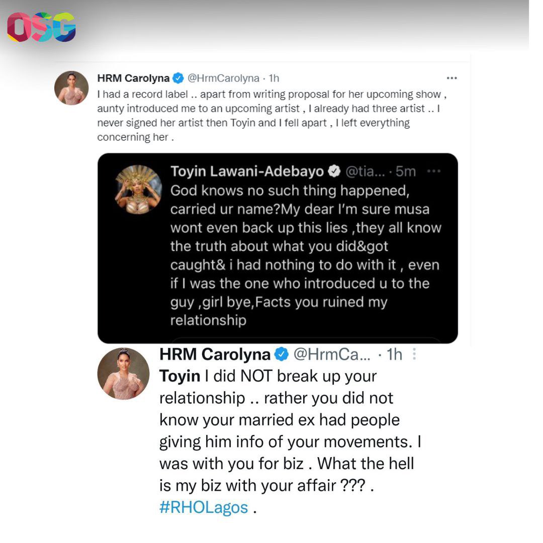 OloriSupergal's tweet photo. Drama as Toyin Lawani accused Carolyna Hutching of ruining her relationship. 

#RHOLagos https://t.co/PotkbUtycu