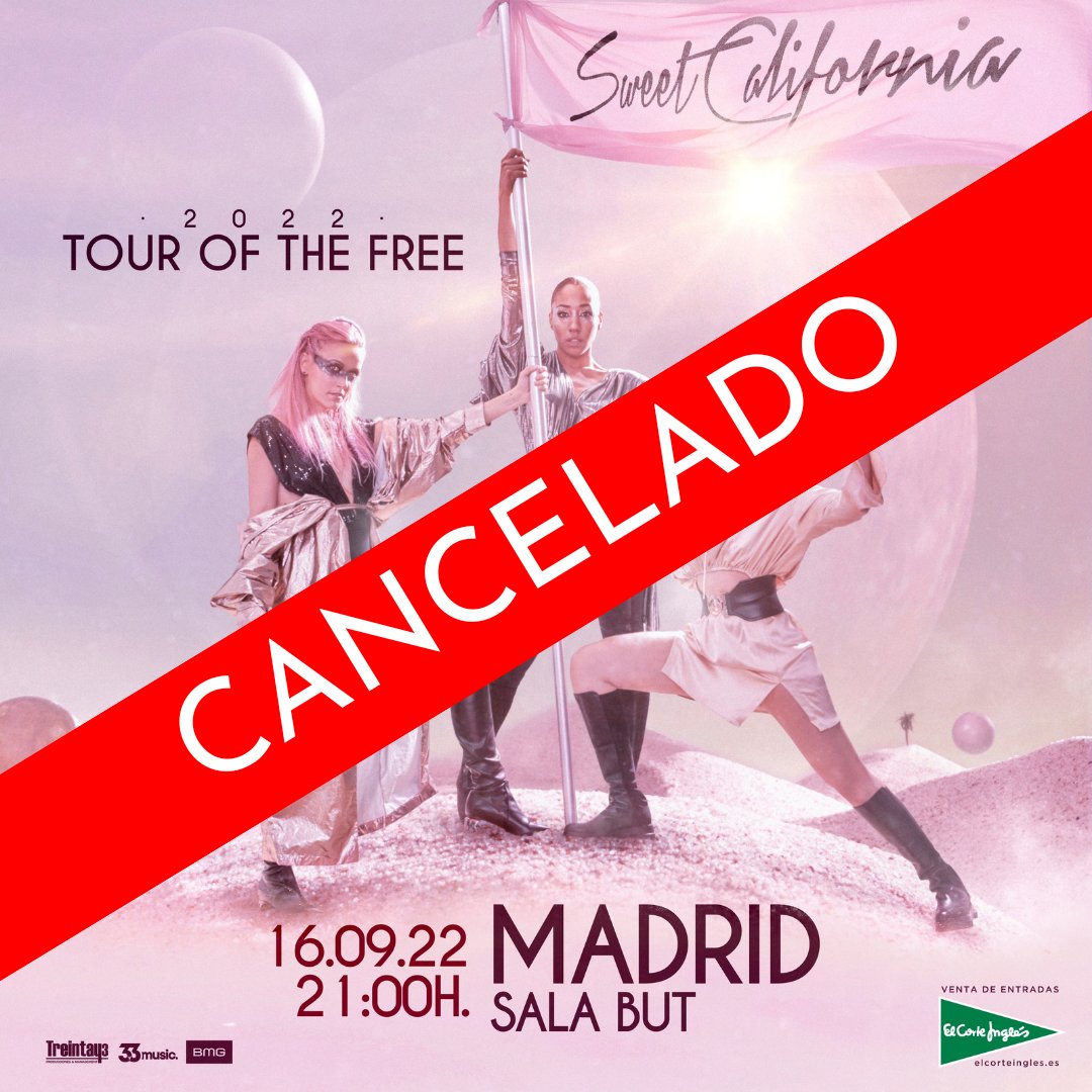 swtcconciertos's tweet photo. ⚠️ CANCELADO ⚠️

Sentimos mucho comunicar que, por dificultades técnicas en la producción del show en formato teatros de @SweetCalifornia, el concierto previsto para el próximo 16 de septiembre en la Sala La Paqui (anteriormente Sala BUT) queda cancelado. https://t.co/qYuJhSL03p