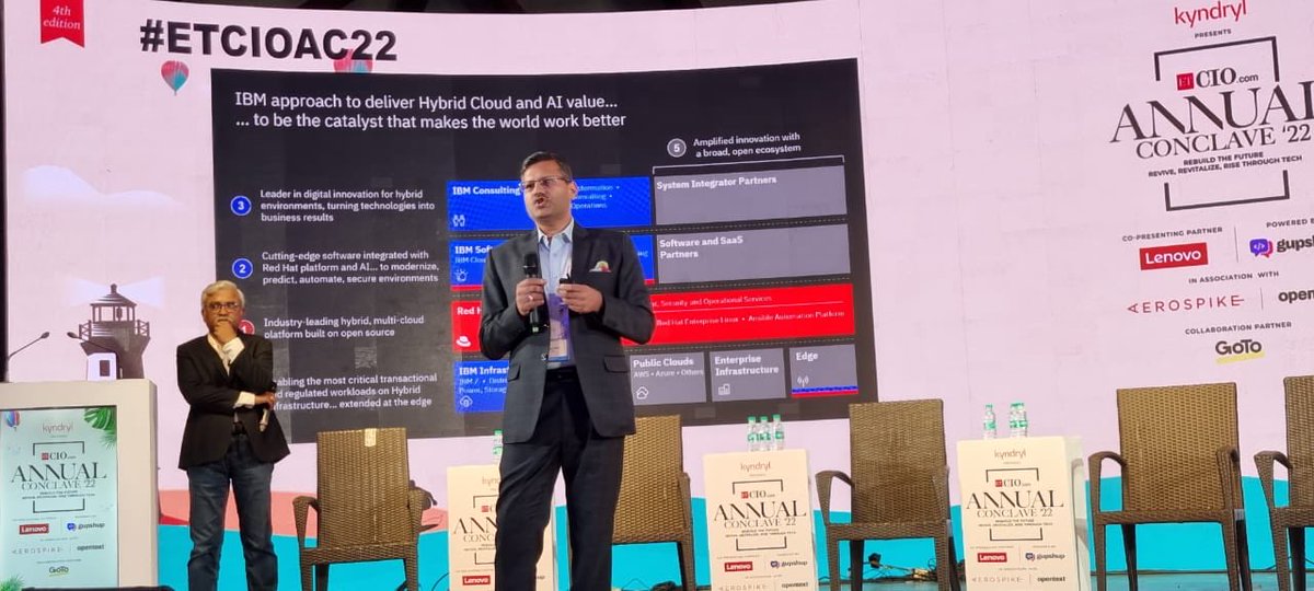 #ETCIOAC22 at Goa #digitalinnovation #digitaltransformation with ⁦<a href="/ibm_in/">IBM India</a>⁩ ⁦<a href="/IBMData/">IBM Data, AI & Automation</a>⁩ ⁦<a href="/ibmconsulting/">IBM Consulting</a>⁩ ⁦<a href="/redhatindia/">Red Hat India</a>⁩