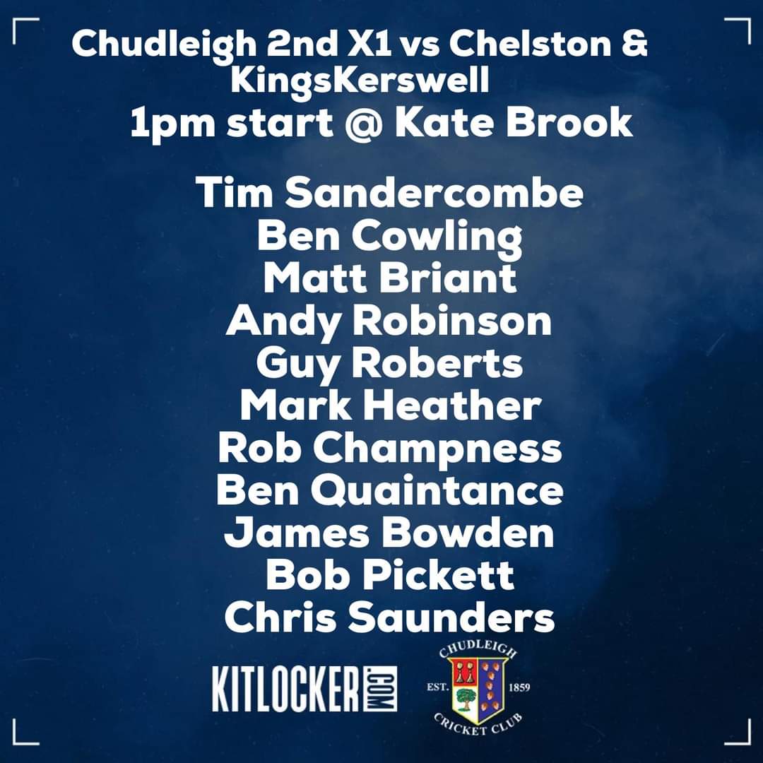 TEAM NEWS!

Saturday 28th May 2022.

1st XI - Ivybridge CC - Away. 12.30 start.
2nd XI - Chelston &amp; Kingskerswell CC - Home. 1pm start.

🏏🏏🏏
