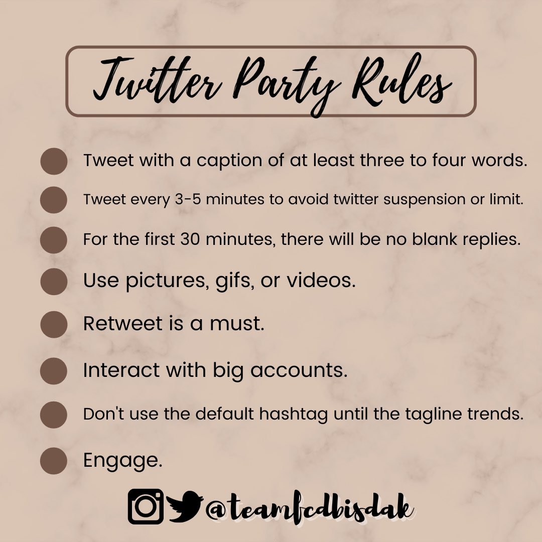 Before we start our twitter party, kindly read and comprehend the rules to avoid s/pamming our hashtag later. See you this 6:30 PM, besties! 🤎 #FrancineDiaz | @francinecarreld