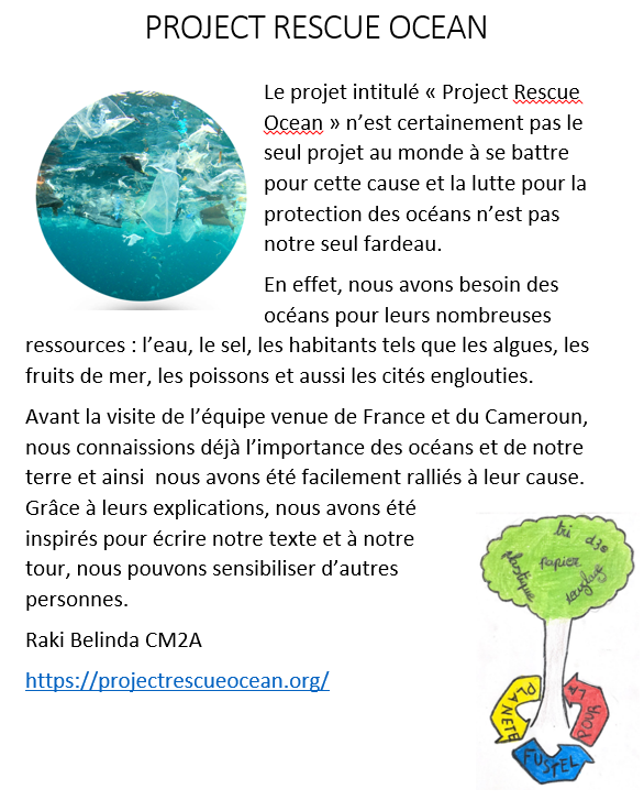 fustel_yaounde's tweet photo. #EEDD #FustelPourLaPlanète Jean-Baptiste, CM2A : Faisons ceci pour avoir un monde plus propre, sensibilisons tous les habitants, jetons nos déchets à la poubelle pour protéger nos magnifiques océans. Project Rescue Ocean à l'école  #AEFE https://t.co/kg635eiTl8
