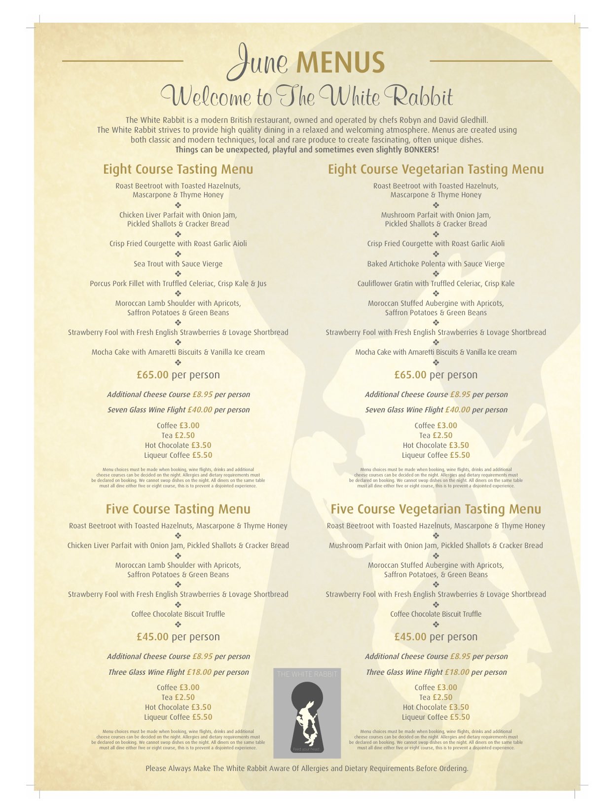 The white rabbit menu outlet