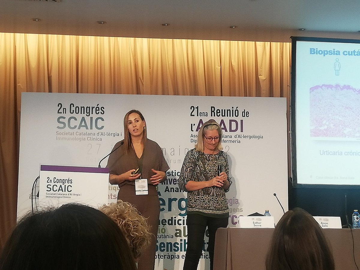 <a href="/annasalacunill/">Anna Sala MD, PhD</a> #alergiaVH <a href="/vallhebron/">Vall d'Hebron</a> y Esther Serra <a href="/HospitalSantPau/">Sant Pau - Campus Salut Barcelona</a> <a href="/CACscaic/">CAC SCAIC</a> ens parlen de com aconseguir el control de la #urticariacrònica refractària
#congresSCAIC2022 <a href="/scaic_cat/">SCAIC</a>