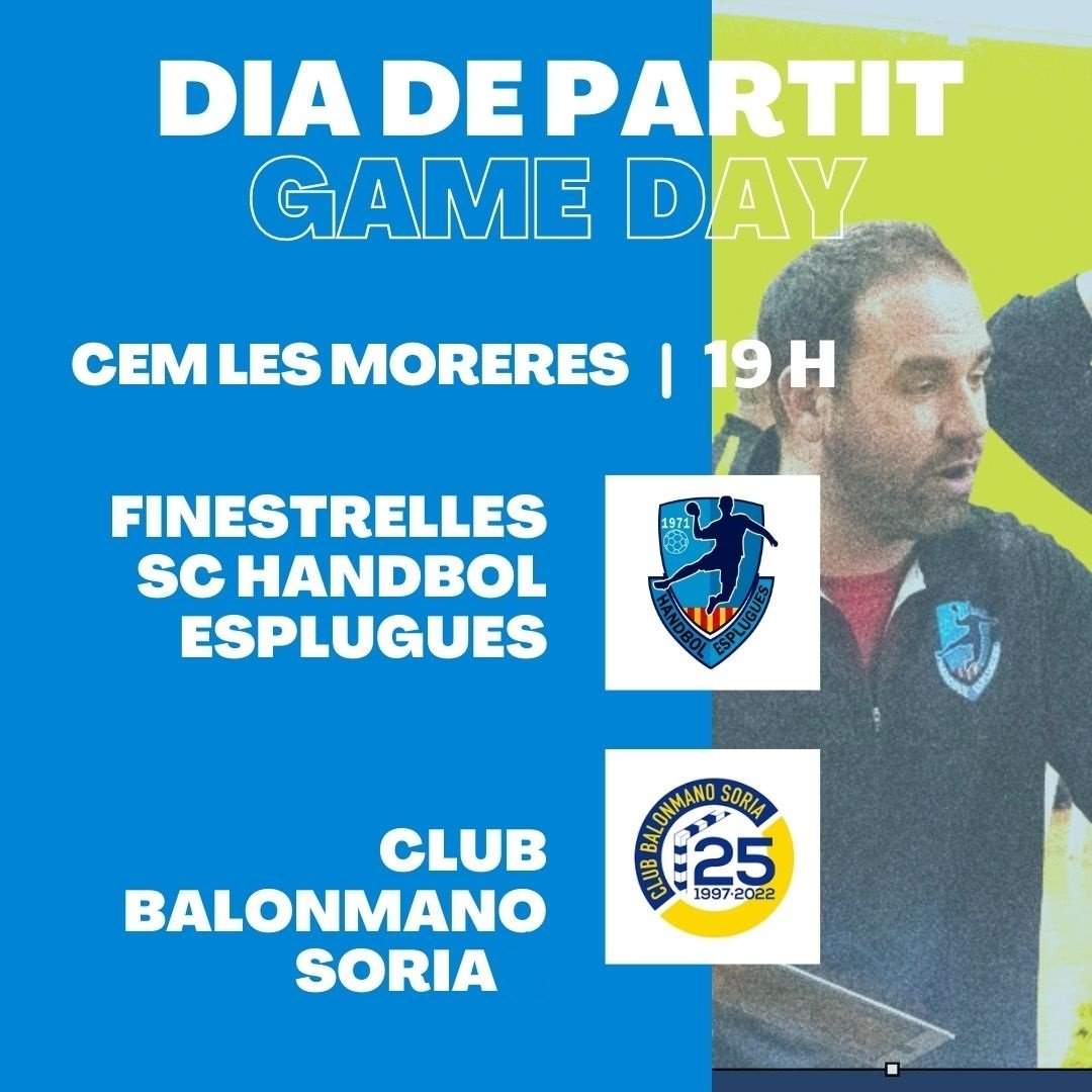 HEsplugues's tweet photo. 🔥 𝙂𝘼𝙈𝙀𝘿𝘼𝙔 🔥 

🆚 @BalonmanoSoria
🏟️ Les Moreres
🏆 Jª10 - Gr. por el descenso - #DHPlataMasc
⏰ 19:00 h

 📺 https://t.co/J1UpOtlltp

🔵🟡 #HandbolEsplugues #ForçaCHE
#CHExperience #che1971 #FinestrellesHandbolEsplugues #handbolcatalà #TerritoriHandbol https://t.co/0MAqqUJjvc