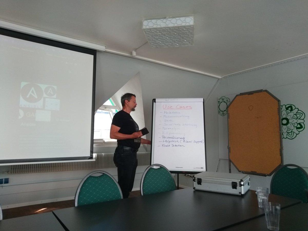 pe7er's tweet photo. Niels Braczek talks at JoomlaCamp about using Artificial Intelligence from external sources in websites. #jc22de #joomla https://t.co/jRUIAn68DM