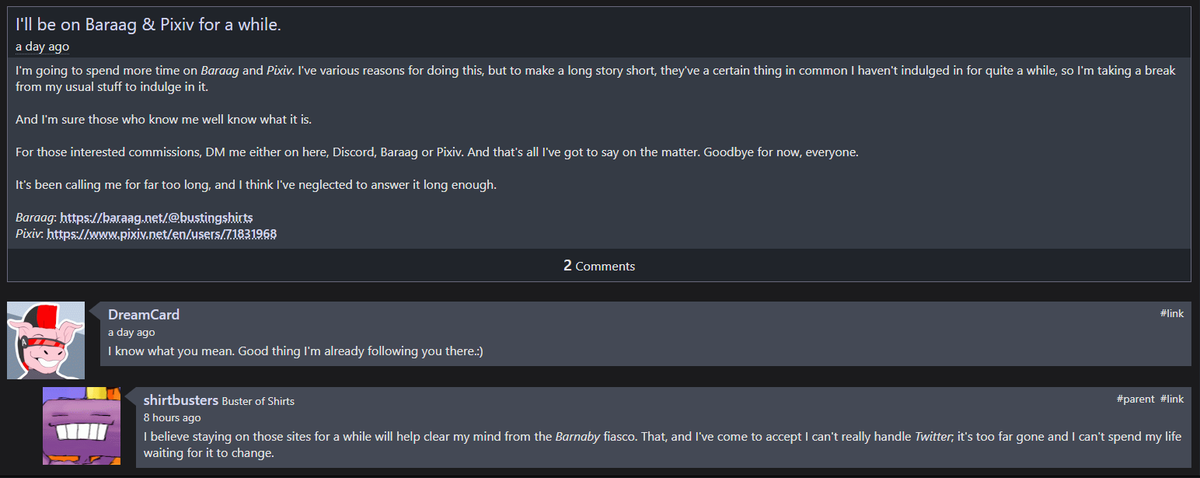DoodleDude59's tweet photo. @KingCarousel Looks like someone thinks we forgot they have a Furaffinity by not linking it.
https://t.co/zAM3XajWi2 https://t.co/u4wEzkZXq4