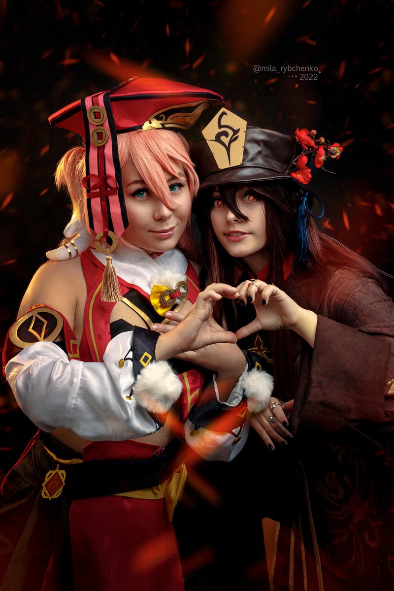KonaCosplay's tweet photo. Cutest &amp; deadliest duo 🔥☠️
Me as Yanfei, @DebbieAxolotl as Hu Tao, ph @Milo4kaPhoto
#hoyoverse #HoYoLAB #mihyo #GenshinImpact #GenshinImpactcosplay #yantao #HuTao #yanfei https://t.co/CBB1vKgv7P