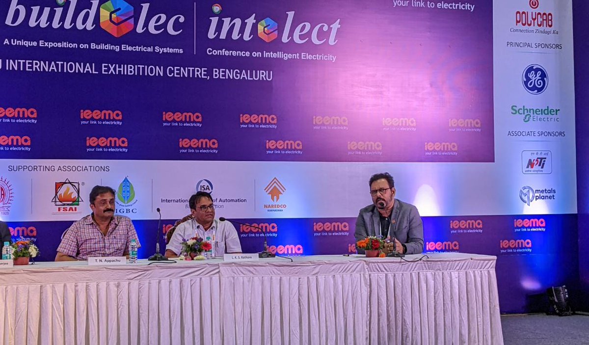 IEEMA_Official's tweet image. &apos;The &apos;chalta hai&apos; mindset of the people needs to be changed. We must bring change in our system and educate users about safe practices to avoid serious mishaps.&apos; : K. P. Dominic, MD - Blue and Gray

#Distribuelec #Buildelec #Bengaluru