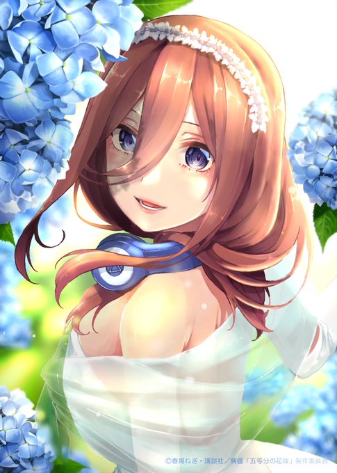 まるぽけ🐳ｲﾗｽﾄさんがTwitterに投稿した中野三玖(五等分の花嫁)のイラスト。