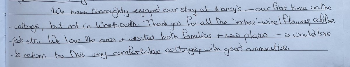 Nancyswarkworth's tweet photo. #guestcomment #comfortable cottage thoroughly enjoyed our stay #warkworth #northumberland https://t.co/JXUDKZNIKh