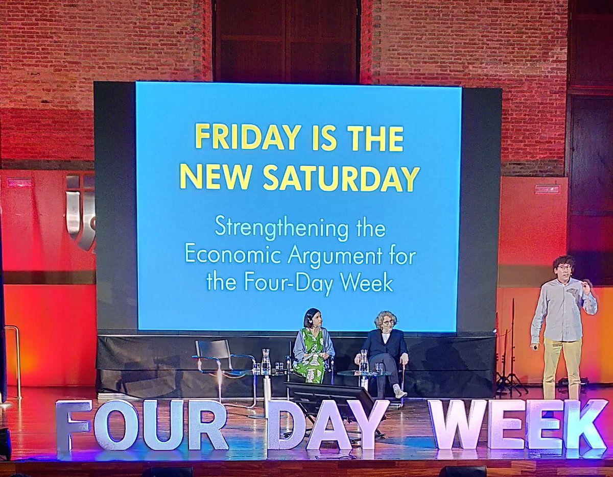 andrewhbarnes's tweet photo. 'Workers become more productive when hours are shorter'
@JulietSchor (leading the research for @4dayweek_global) and @PedroMaiaGomes present their research at #4DWSummitVLC
#reduceworktime #4DayWeek https://t.co/7tungyey3X