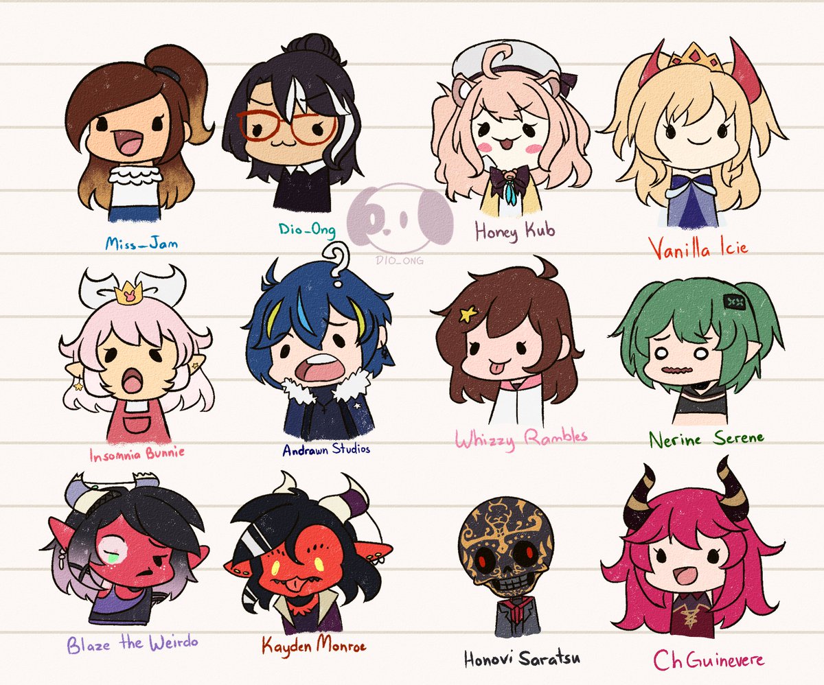 Dio_Ong97's tweet photo. Whenever I "warm up" drawing, it never stays as a warm up drawing, does it? Anyway, here's me, Jam and some Vtubers I recently interacted with. They are really fun, glad to have met them. #doodle #sketch #digitalart #Vtuber #Vtubers https://t.co/aXufVHe1tR