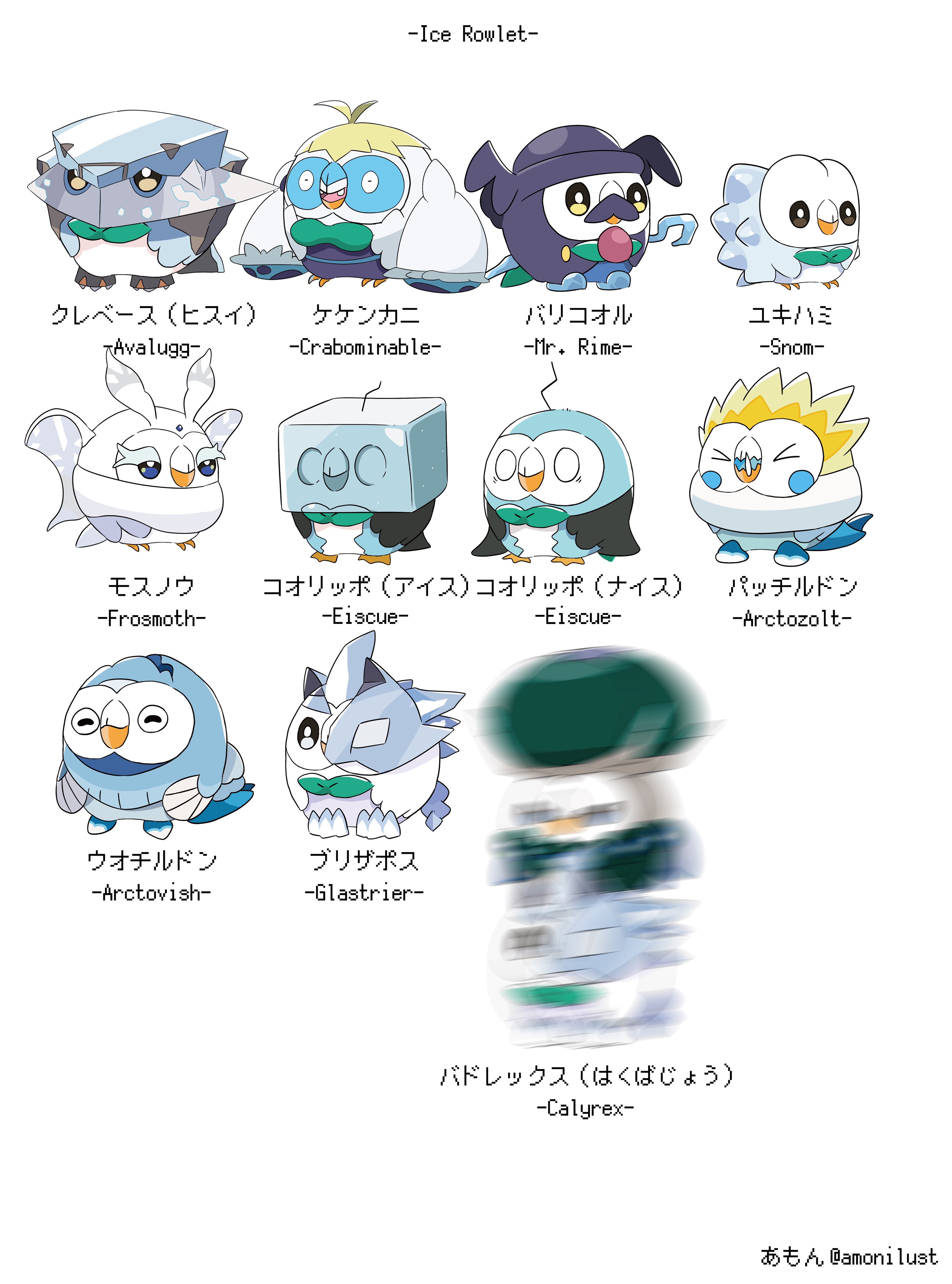 あもん 土曜東シ02a こおりタイプのポケモン全種類59匹描きました 大嘘 O8o T Co 3vxnqxoyqe Twitter