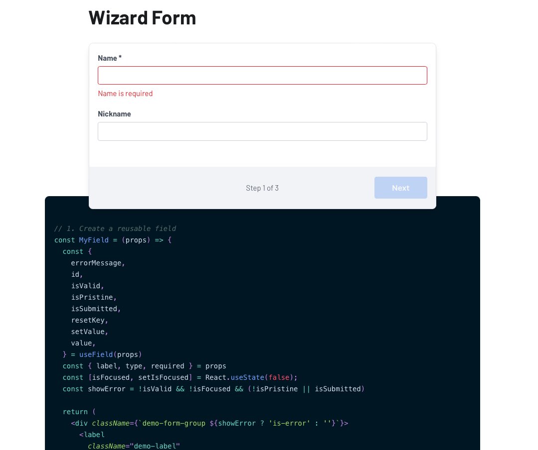 issa_code's tweet image. Vous pouvez en retrouver + sur leur site formiz-react.com
N’hésitez pas à y faire un tour, il y a de nombreux exemples et c’est super bien documenté !