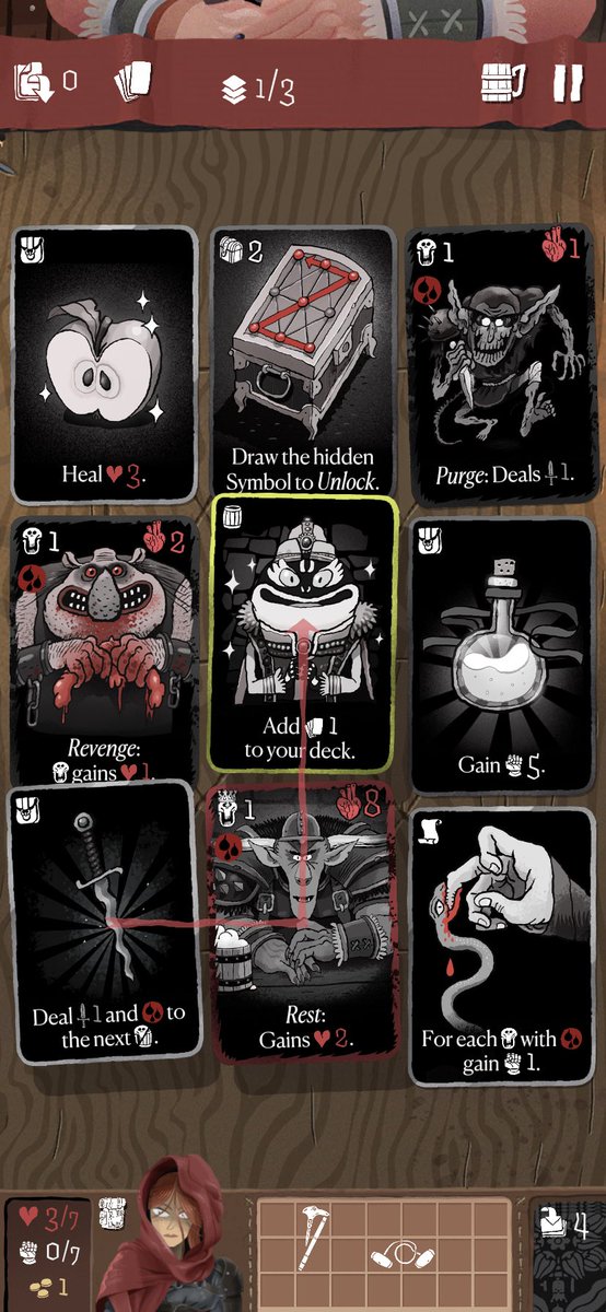 tinytouchtales's tweet photo. #CardCrawlAdventure is a solitaire style roguelike card game for mobile phones based on #CardCrawl 's tavern based Dungeon Crawling and #CardThief 's pathing puzzle mechanic. Co-Design by @wisegoldfish, Art by @pigsell, Audio by Oliver Salkic. #screenshotsaturday https://t.co/WAjoeiijwV