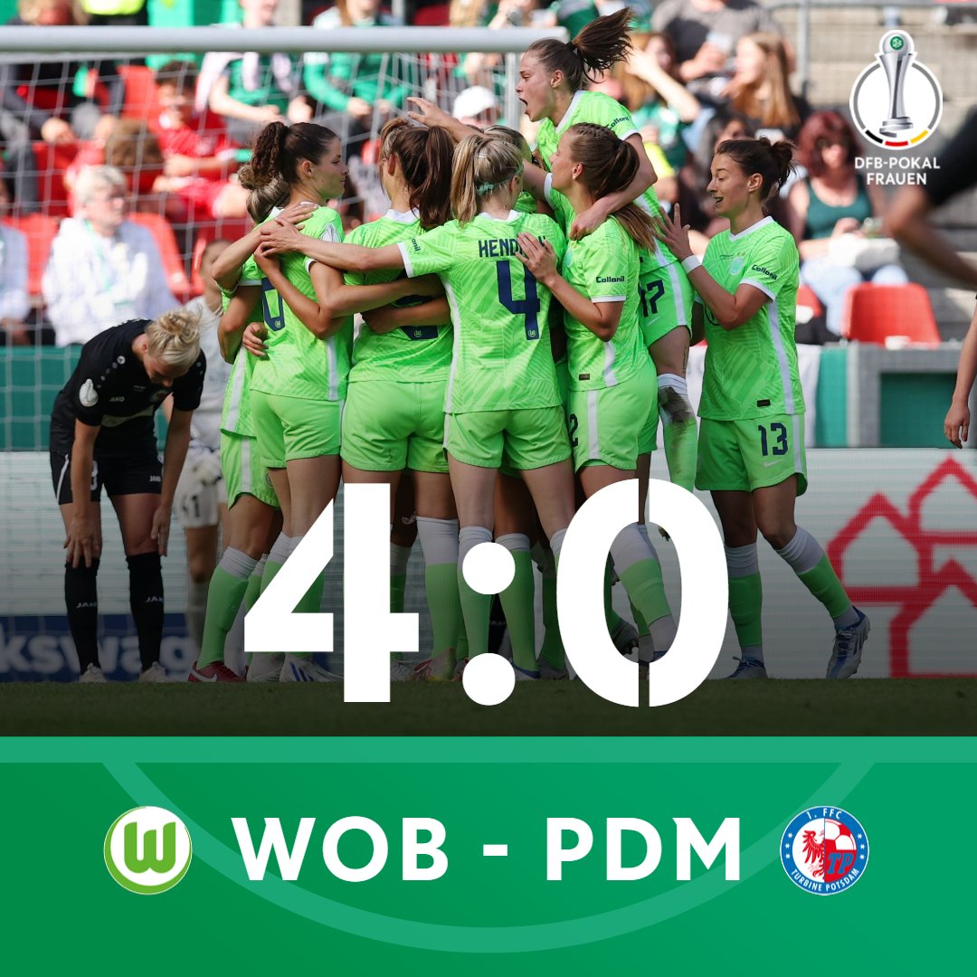 DFB_Frauen's tweet photo. ⏱️ 90 + 2  Min.

Abpfiff! Herzlichen Glückwunsch nach Wolfsburg! 👏
Die @VfL_Frauen gewinnen den DFB-Pokal. 🏆

#DFBPokalFrauen #WOBPDM | 📸 Getty Image https://t.co/hx94xlZ4Zq