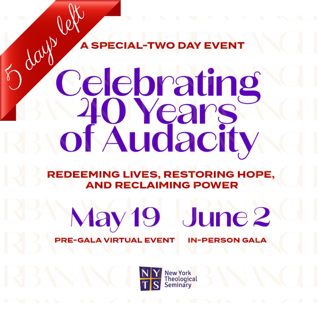 5 DAYS LEFT!!! GET YOUR TICKET NOW! Join us for our 18th Annual Urban Angels Gala Thursday, June 2nd 2022 (6-9PM) Capitale NY 130 Bowery, New York, NY 10013 Head over to nytsurbanagels.org and get your tickets now! Interested in being a sponsor? Email us at gala@nyts.edu.