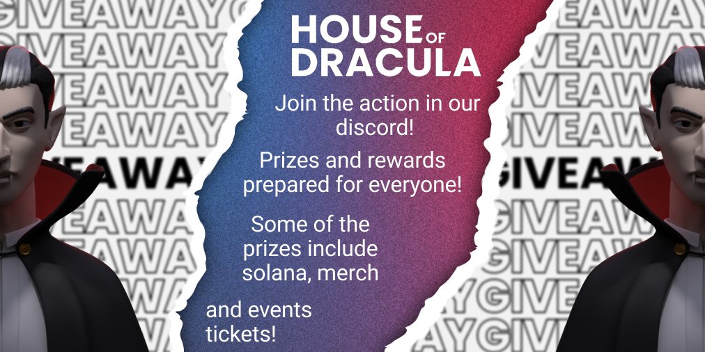 Hello Vamps, in our main quest to restore the project and revive the community we have organised a special event that will go around for a week! 💎🙌

Join our Discord to get every information you need: discord.gg/houseofdracula

#NFT #NFTCommunity #Giveaway #NFTGiveaway #Dracula