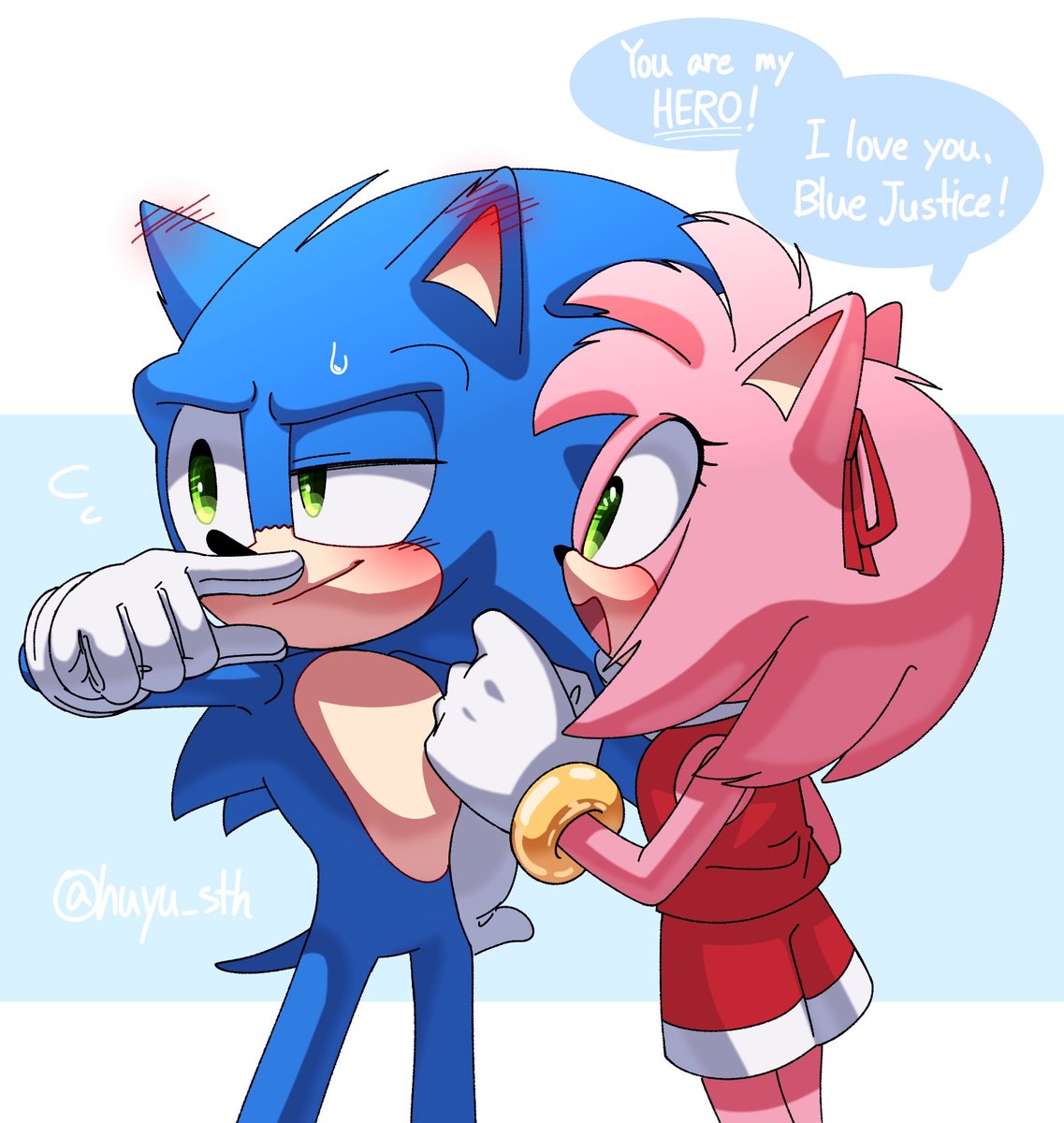 쿠모🌻 on X: Boom Sonamy💙💖 #SonicTheHedgehog #AmyRose