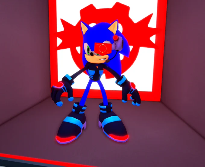 Really excited to show you guys this brand-new Sonic outfit I designed for #SonicSpeedSimulator's latest update!

"Stealth Suit Sonic"

I also made some fanart of the design~ 
