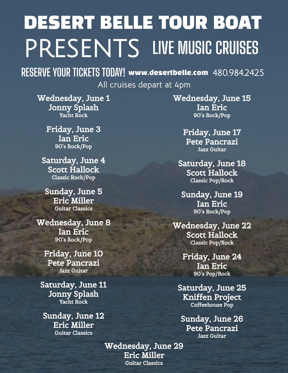 #DesertBelle Tour Boat presents #LiveMusic cruises! Book a cruise today! 🎶