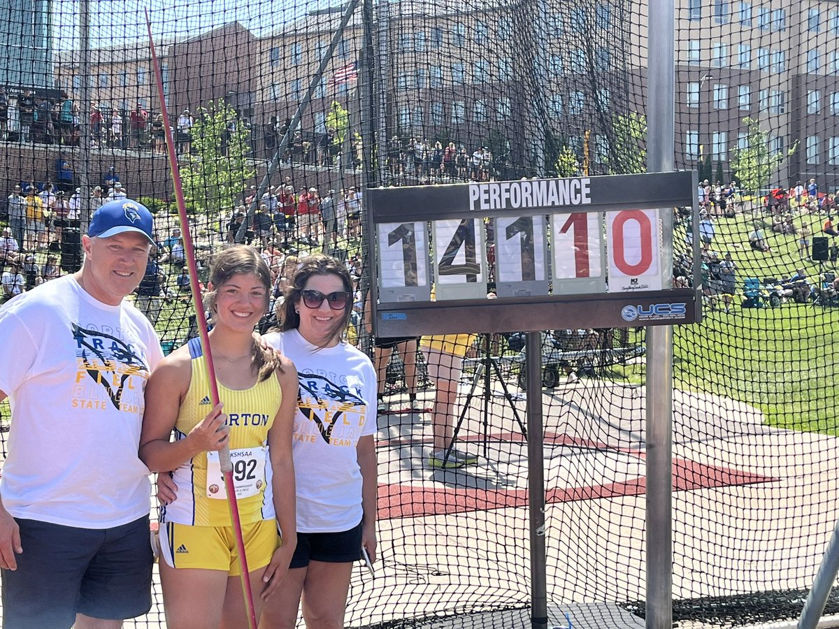 KWCHTejay's tweet photo. Norton’s Jenessa Ruder takes 🥇 in 3A Javelin! The sophomore with the farthest throw of this years’ meet so far. 

@NtBluejay @jenessa_ruder @CatchItKansas https://t.co/lzvFCISZB6